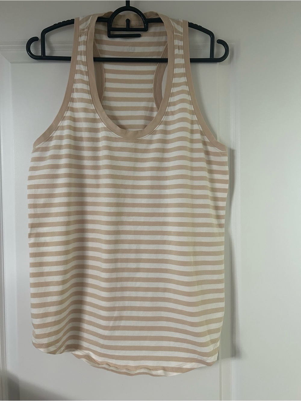 lululemon athletica Beige and White Striped Love Tank Top